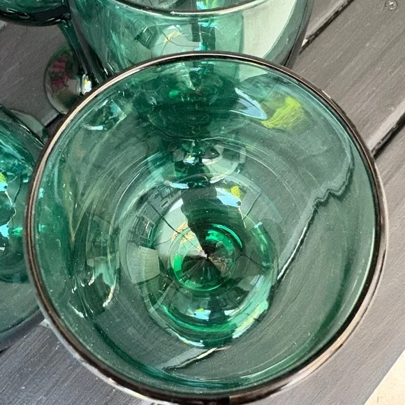 Vintage Empoli Green Wine Glasses – Hand-Blown Italian Mid-Century Barware